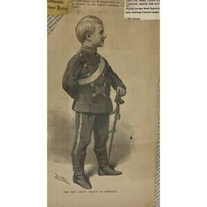 Antique Newspaper Military War Original 1800s Newspaper New Crown Prince Germany